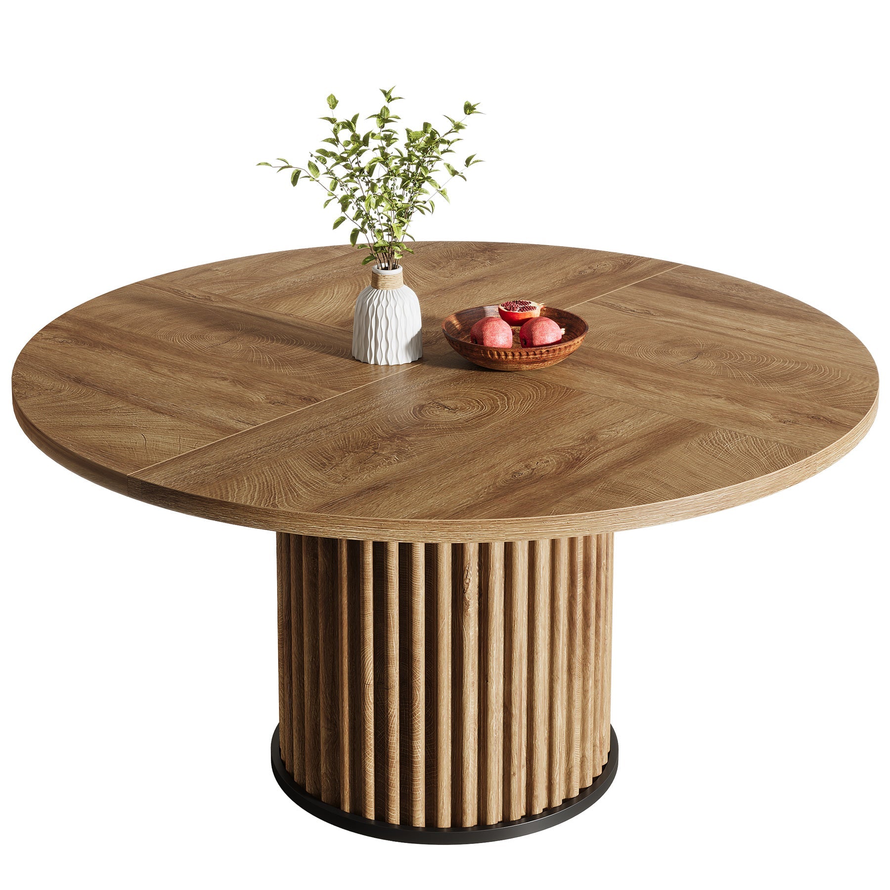 Tribesigns Table de salle à manger ronde noire de 120 cm pour 4 à 6 personnes, Table de cuisine moderne avec piètement en métal