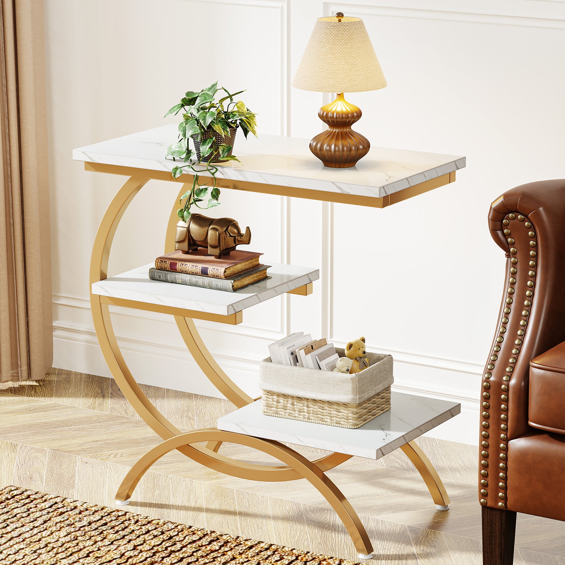 Tribesigns Table d'appoint C, Console de canapé avec rangement Table Basse à café