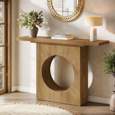 Tribesigns Console rustique de 105 cm avec design ajouré rond, Table d'entrée étroite pour salon 3