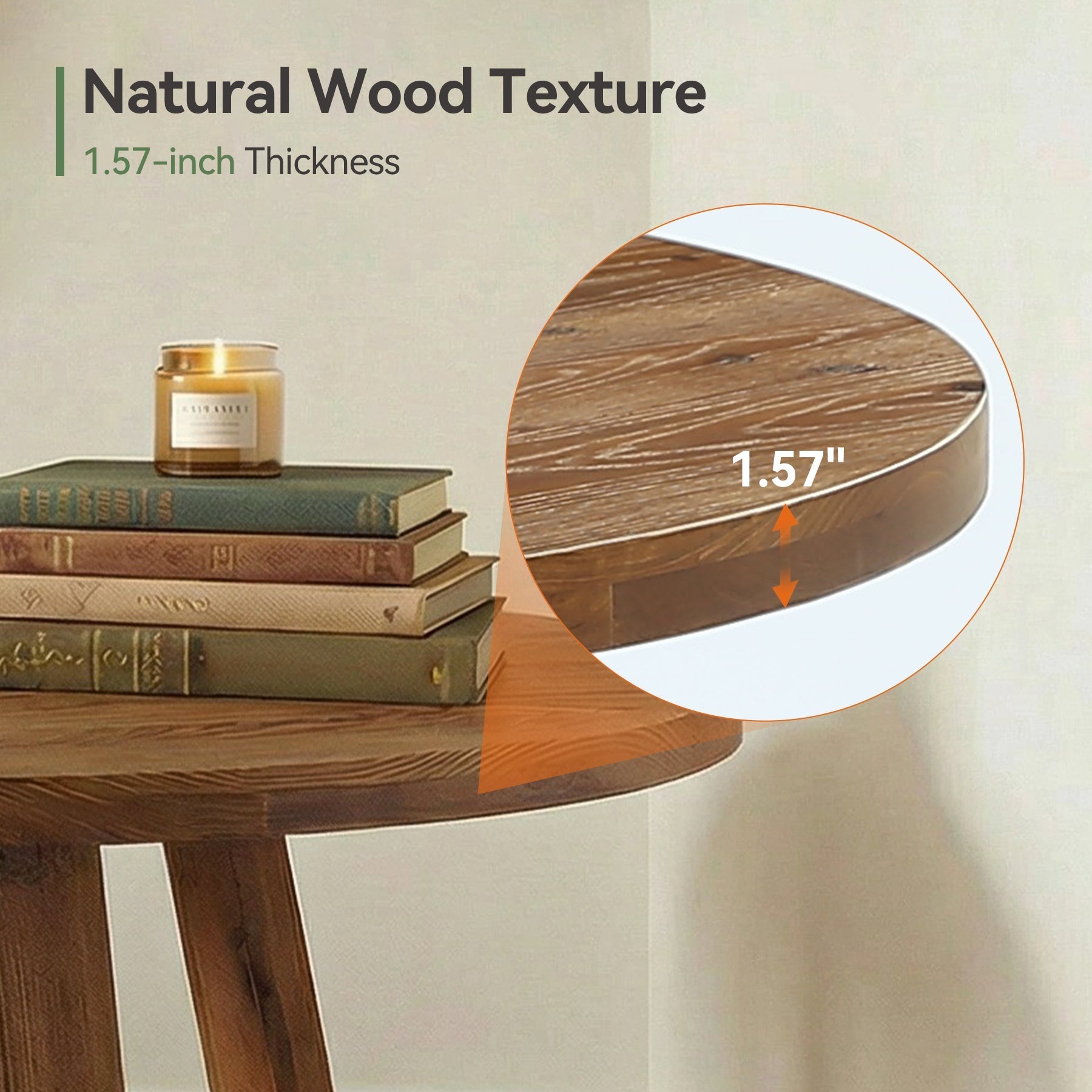 Tribesigns Table de salle à manger ronde de 120 cm, Table de cuisine rustique en bois massif avec piètement à tréteaux pour 4 personnes