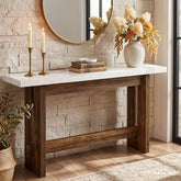 Tribesigns Console de style campagnard de 160 cm avec plateau aspect marbre, Table d'appoint étroite pour entrée et salon 3