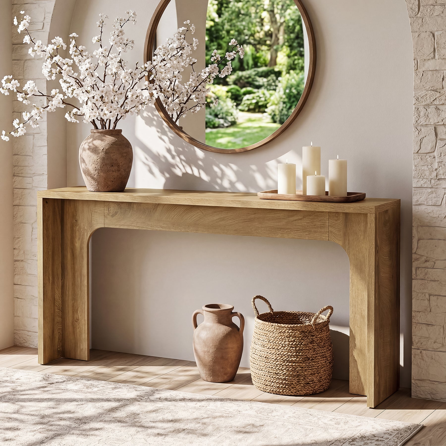 Tribesigns Console étroite de 160 cm, Table d'entrée minimaliste avec base robuste