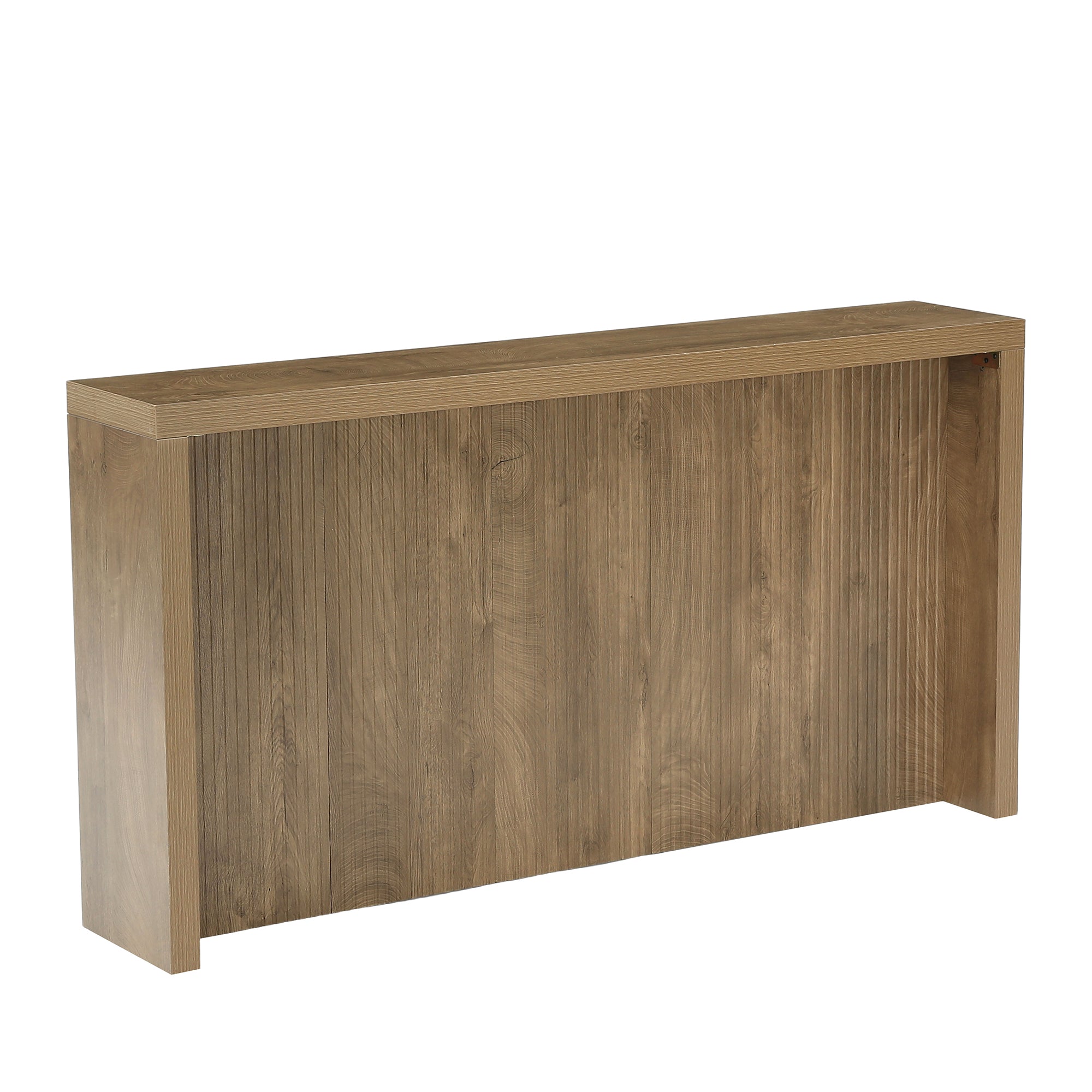 Console rustique de 160 cm, Table d'entrée en bois avec motif côtelé pour couloir