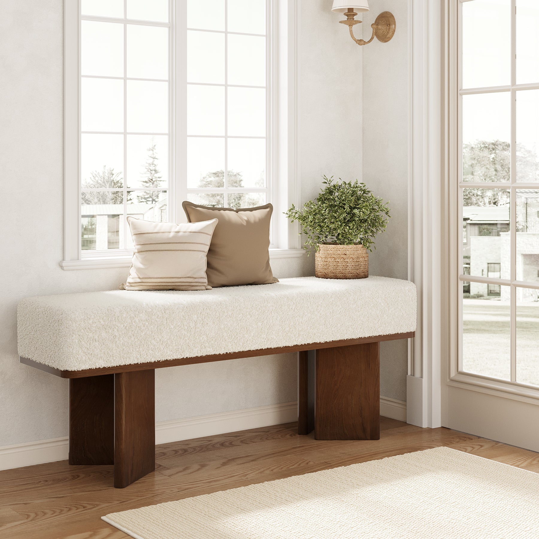Tribesigns Banc de rangement, Étagère à chaussures de 120 cm Tabouret de lit avec coussin