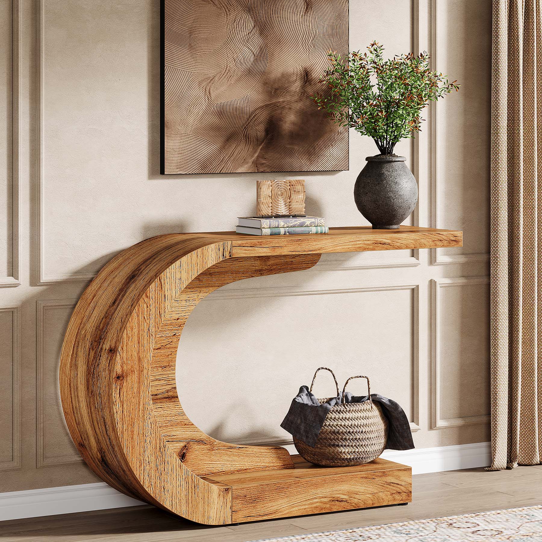 Tribesigns Console d'entrée moderne en forme de C, Style milieu médiéval