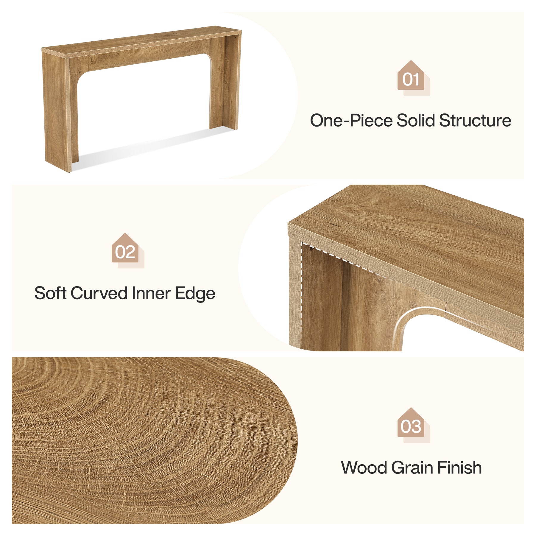 Tribesigns Console étroite de 160 cm, Table d'entrée minimaliste avec base robuste