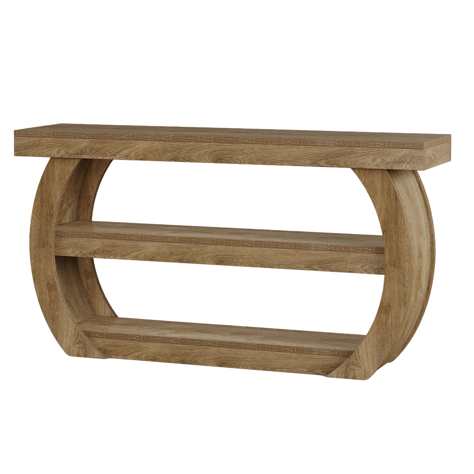 Tribesigns Table console style ferme (160 cm), Table d'entrée en bois à 3 niveaux avec étagère de rangement