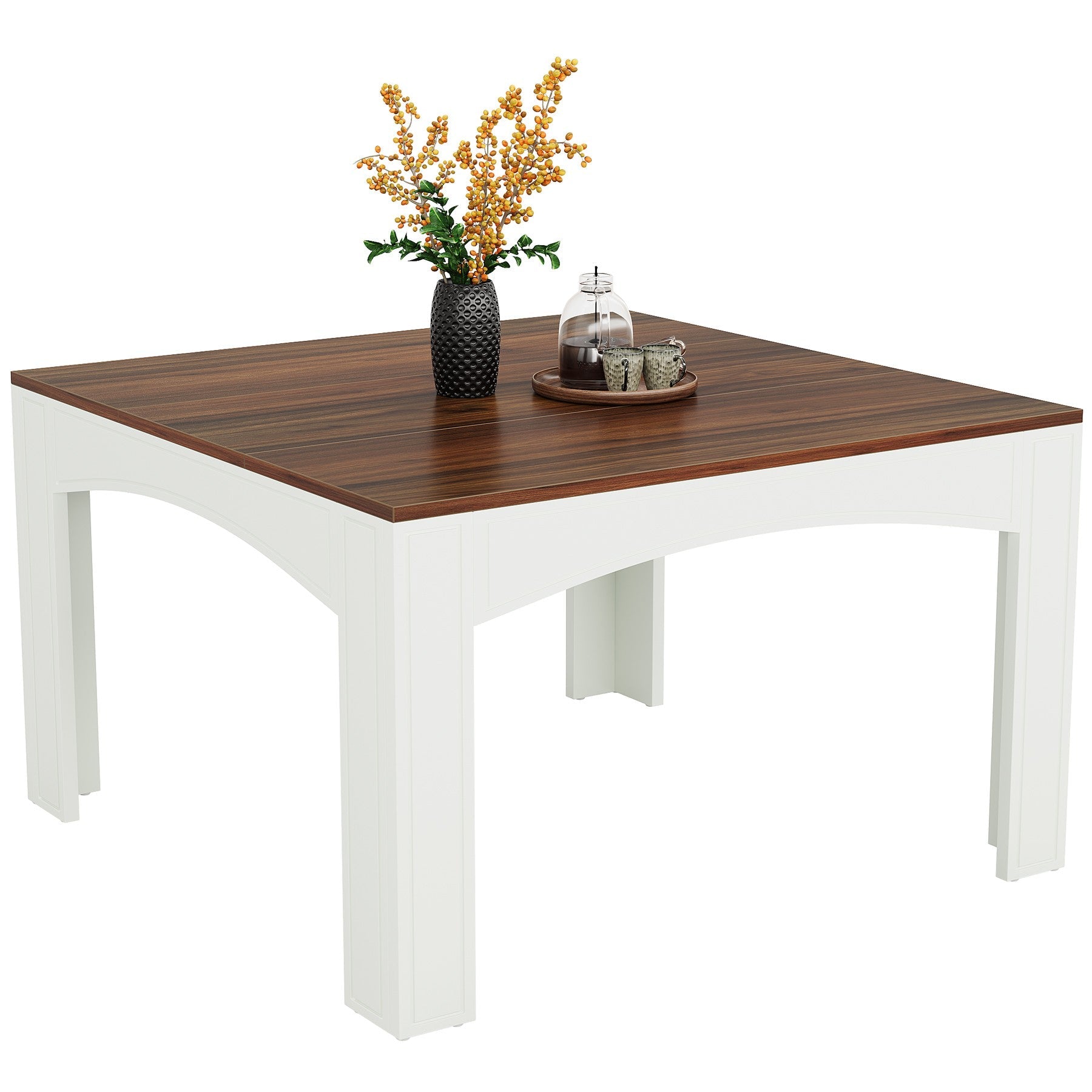 Tribesigns Table à manger de 100 cm, Table à manger en bois pour 4 personnes de style maison de campagne