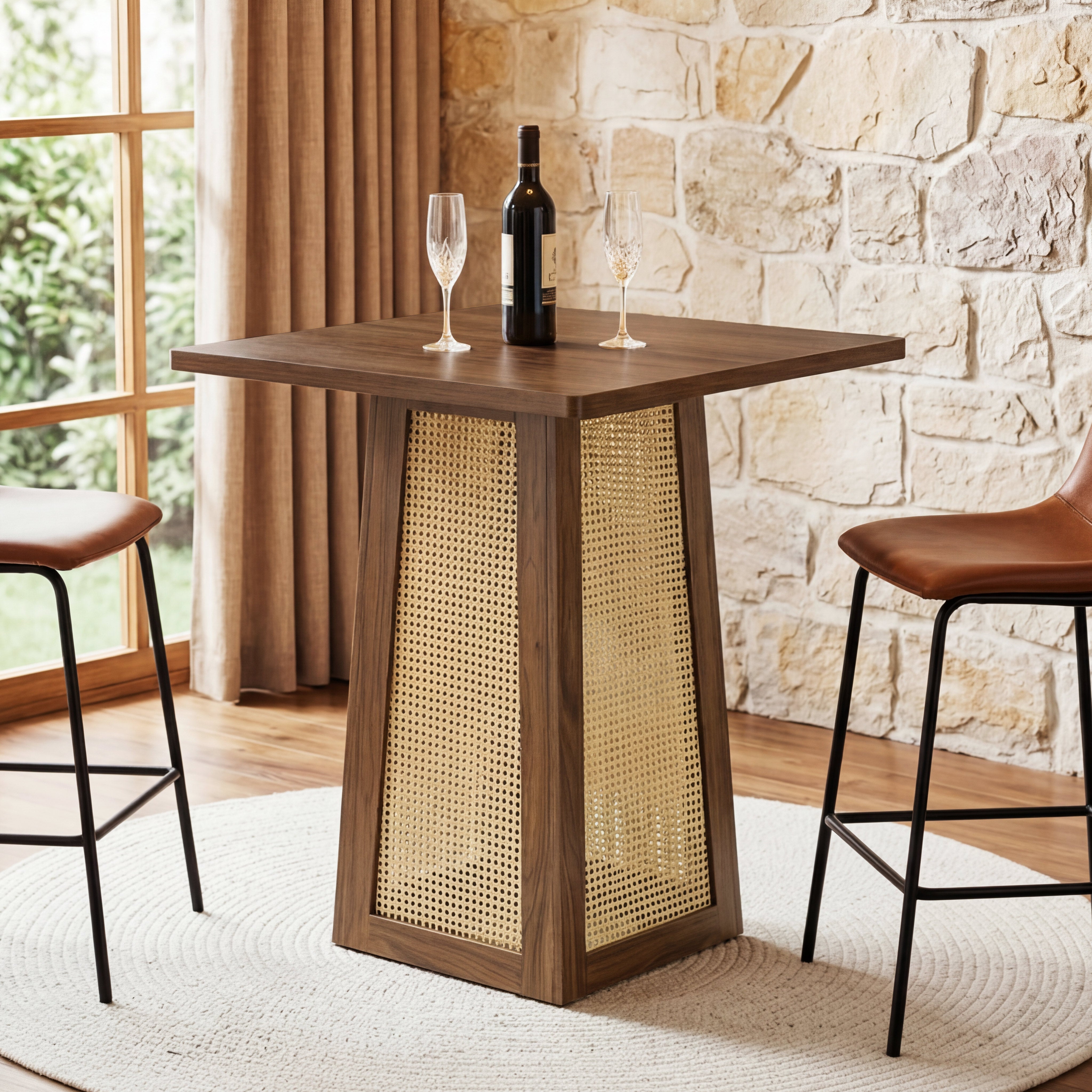 Tribesigns Table bistro carrée 80 x 80 cm avec pied central, Idéale pour le bar à domicile, le salon et les petits espaces