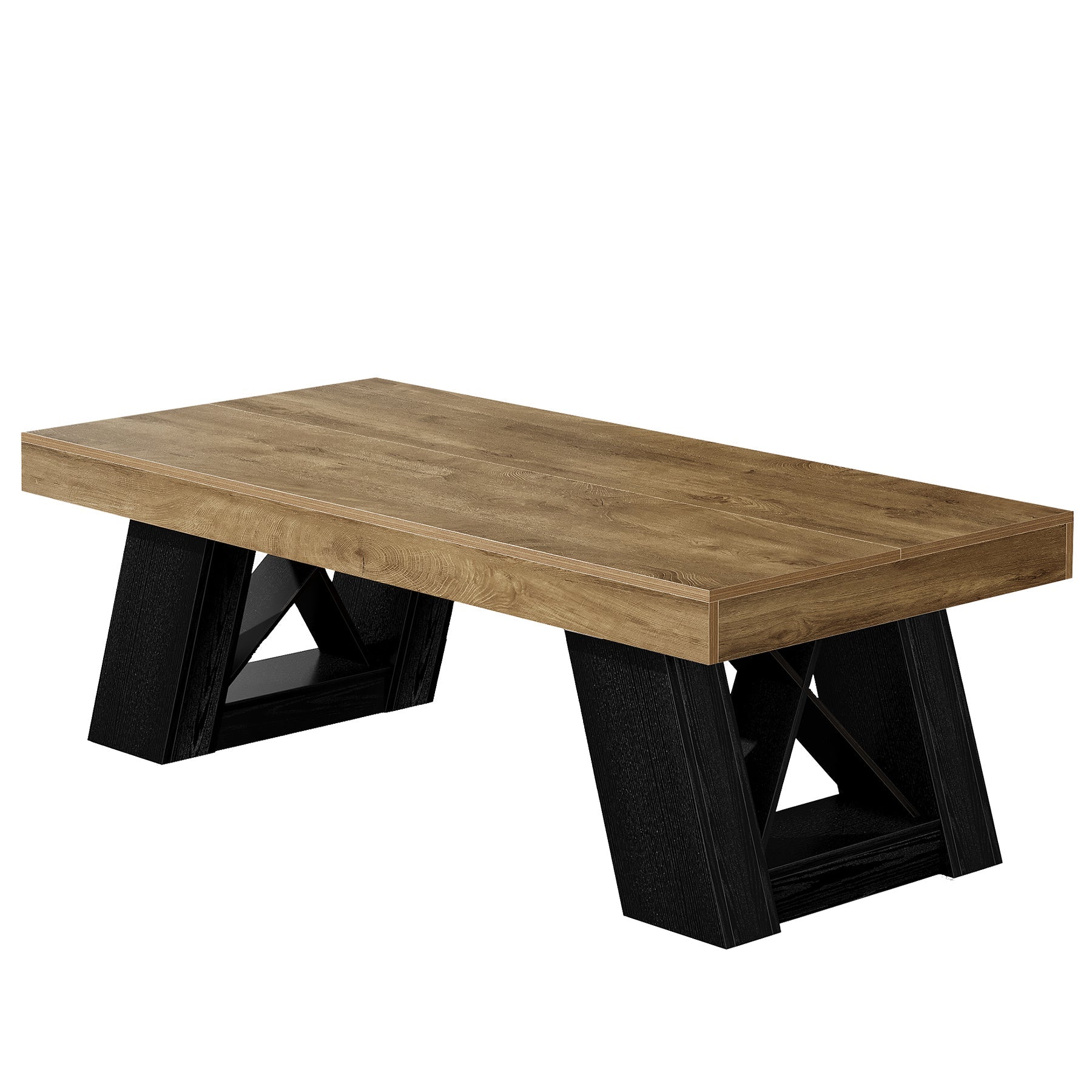 Tribesigns Table basse de 140 cm en bois avec plateau épais et piètement en forme de X