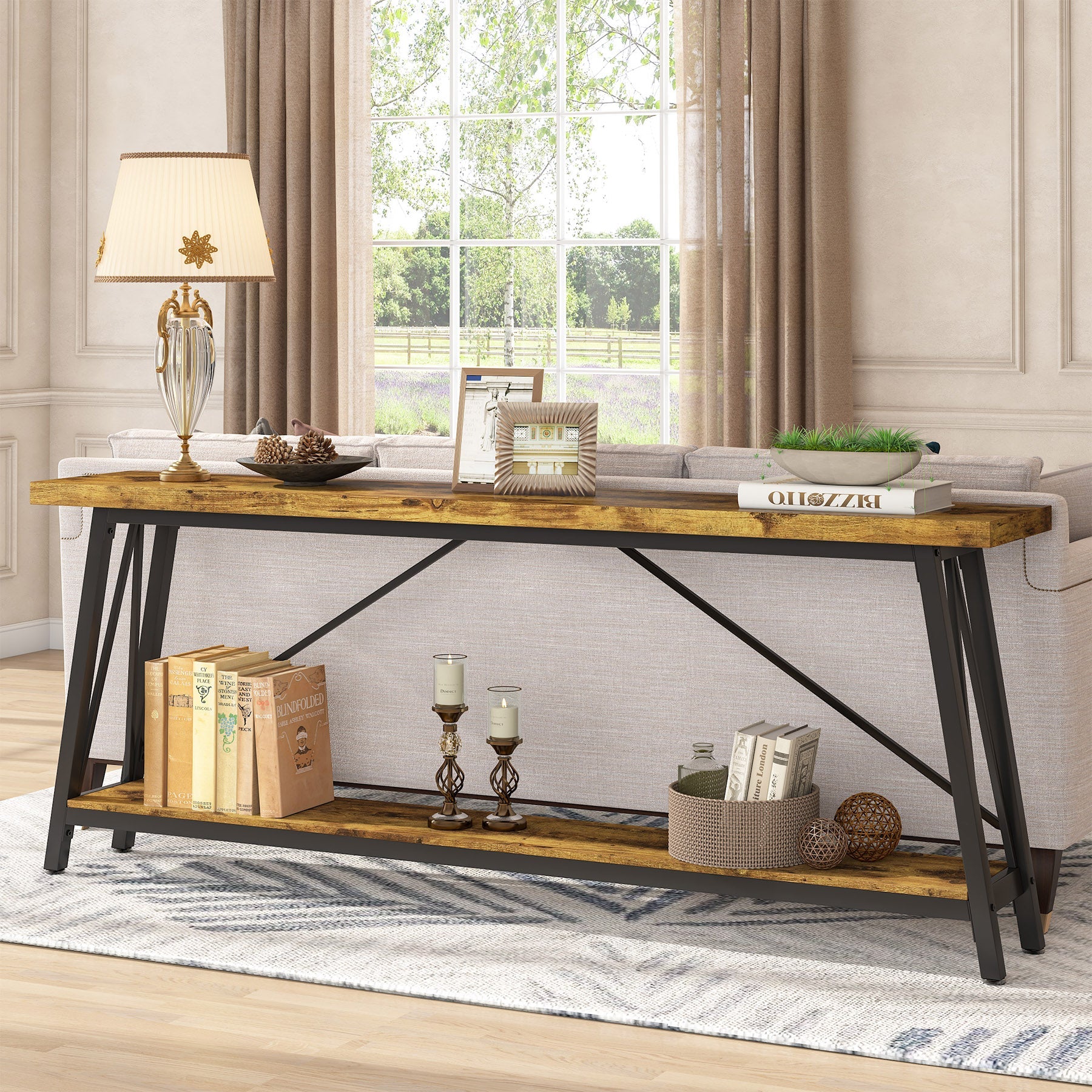 Tribesigns Console 180 cm, Table de canapé longue console d'entrée