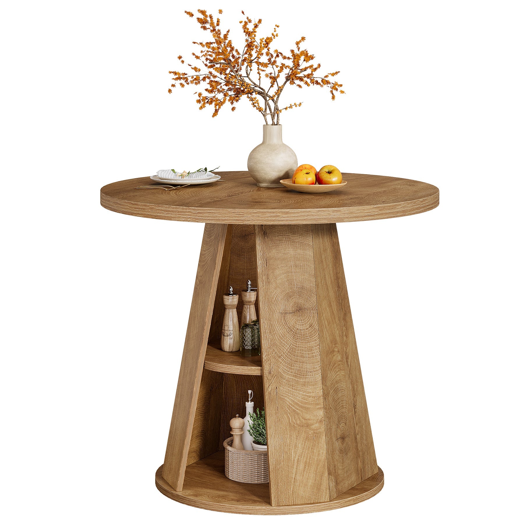 Tribesigns Table de salle à manger ronde de 80 cm pour 2 à 4 personnes, Petite table de cuisine