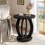 Tribesigns Table d'appoint de style campagnard de 50 cm avec plateau rond et rangement Brun rustique