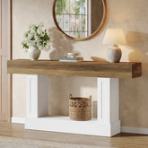 Tribesigns Console rustique de 160 cm avec rangement ouvert, Table d'appoint étroite pour entrée et salon 3