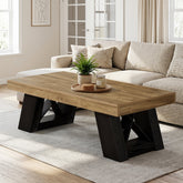 Tribesigns Table basse de 140 cm en bois avec plateau épais et piètement en forme de X 3