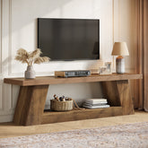 Tribesigns Meuble TV bas 160 cm pour téléviseurs style rustique avec étagères ouvertes 3
