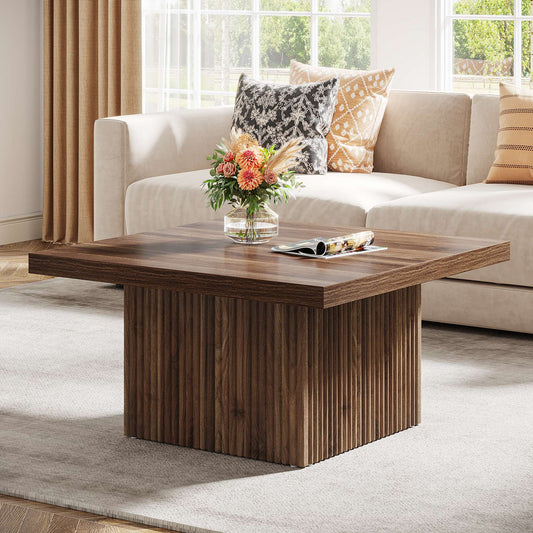 Tribesigns Table basse carrée, Table de cocktail en bois de 80 cm