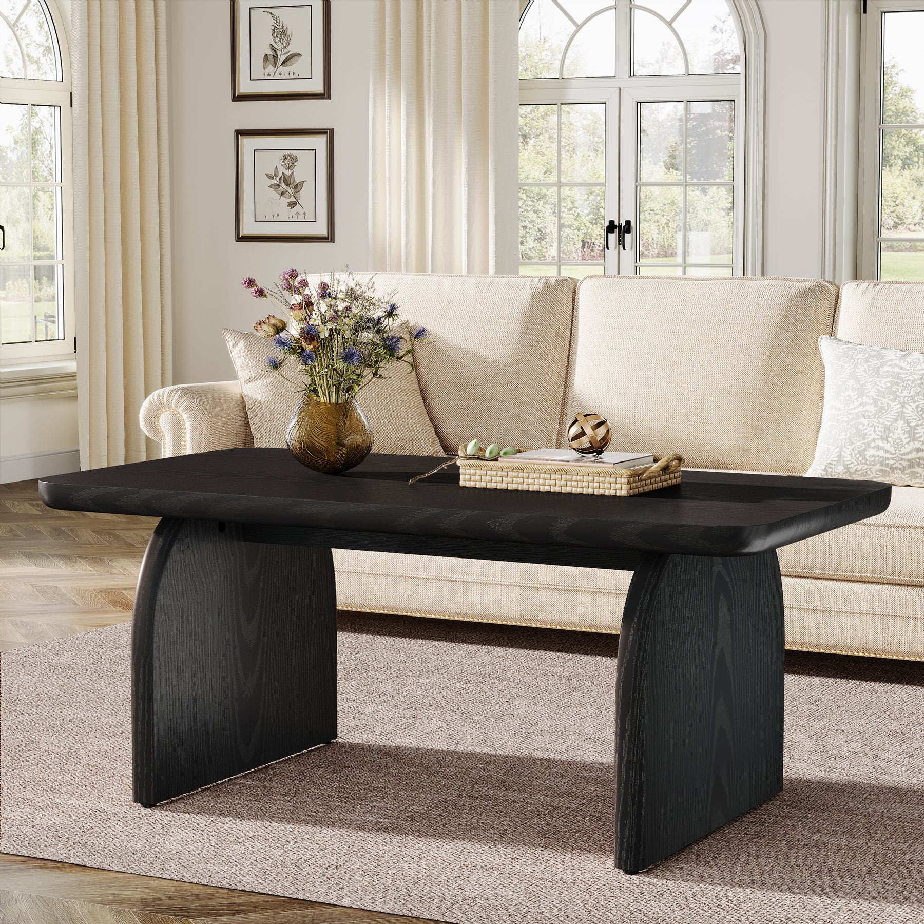Tribesigns Table basse 120 cm, Table centrale de ferme Table basse à thé cocktail