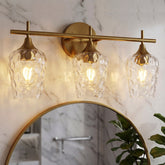 Tribesigns Applique murale LED à 3 lumières pour salle de bain, Dorée avec verre texturé douille E27 éclairage miroir 3