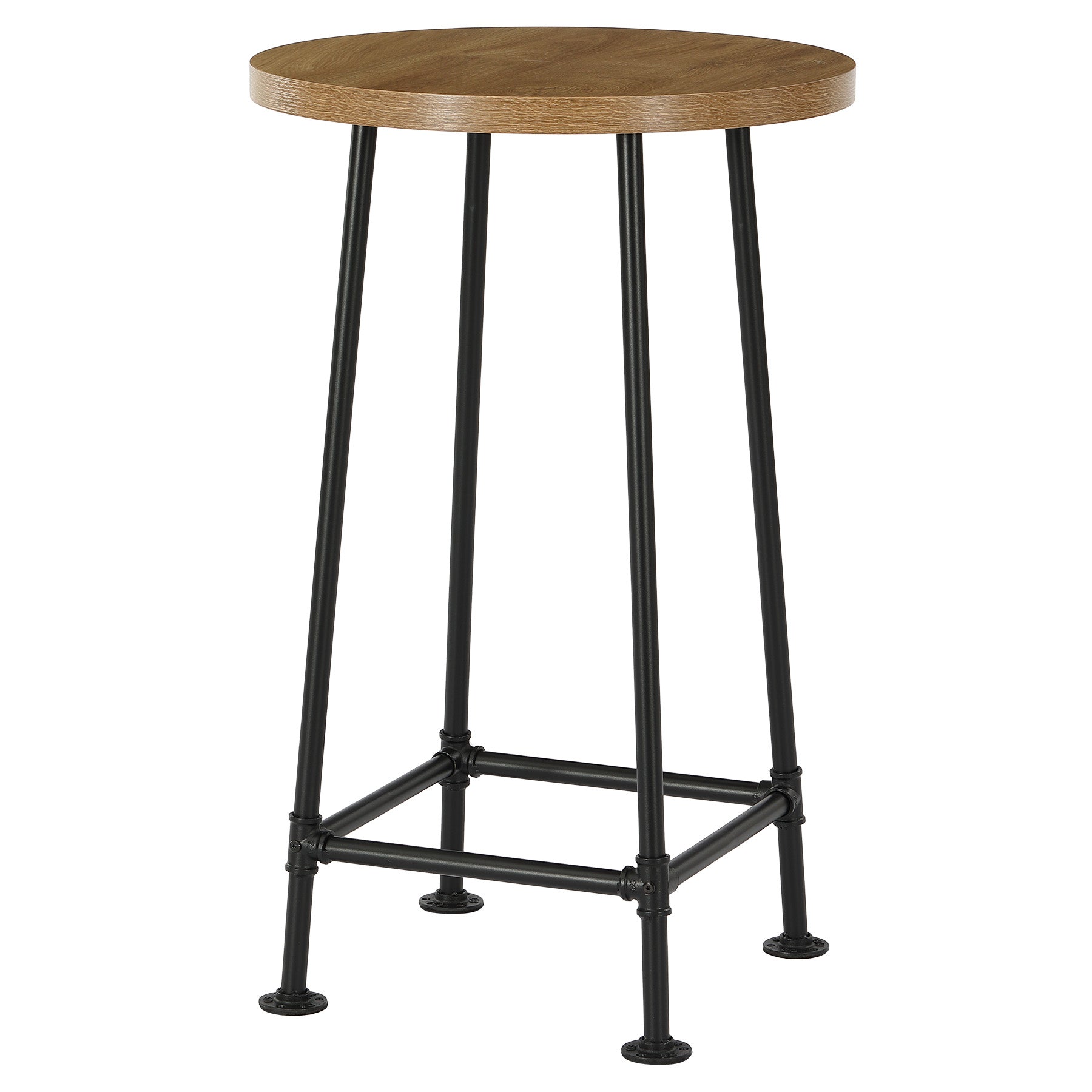Tribesigns Table de bar ronde de 95 cm avec repose-pieds en métal, Table haute de style industriel pour cuisine et bistro (table seule)