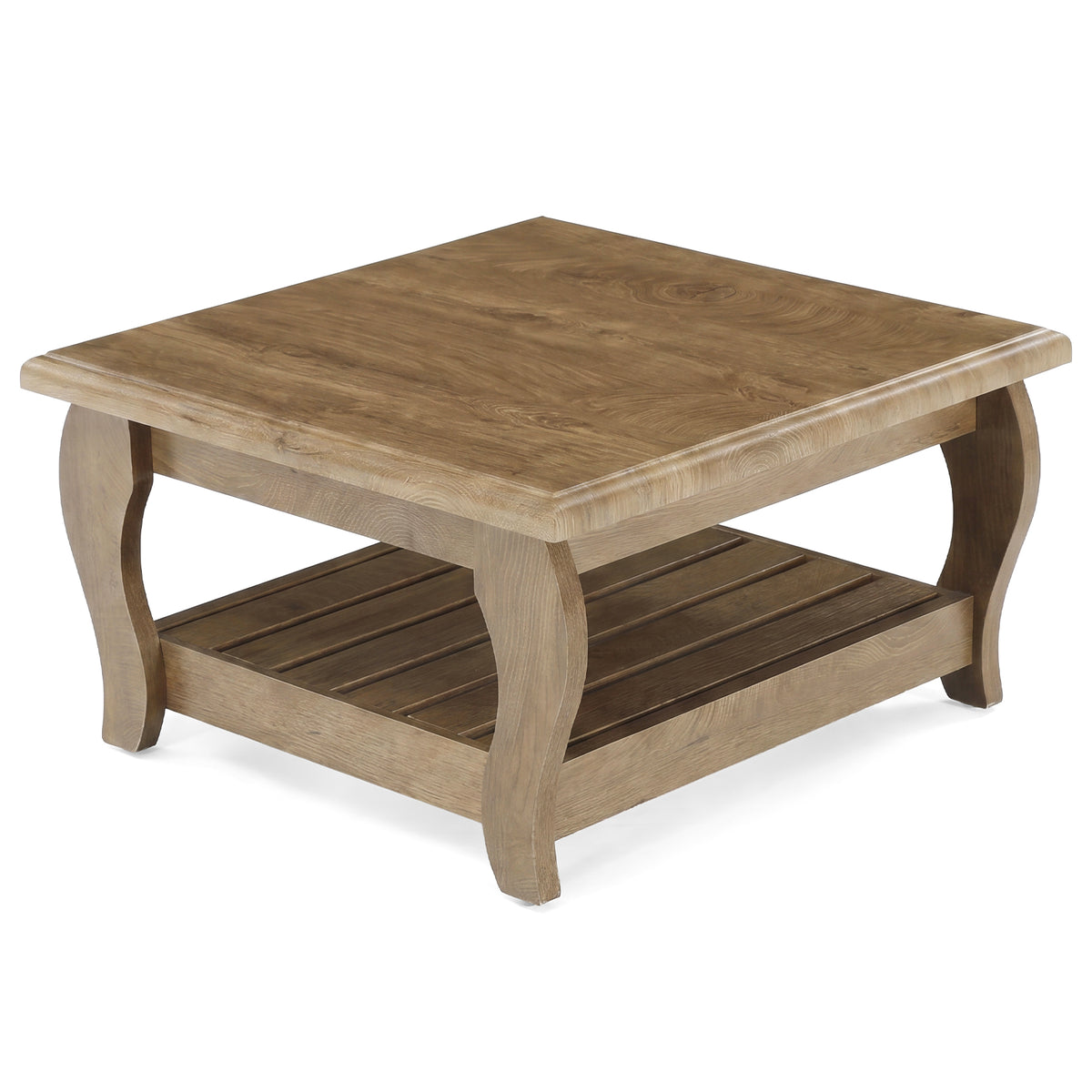 Tribesigns Table basse carrée 80 cm style champêtre marron, Table basse rustique à 2 niveaux, 80 x 80 x 45 cm