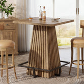 Tribesigns Bartisch 80 cm, Quadratischer Hochtisch mit Metall-Fußstütze im Landhausstil 3