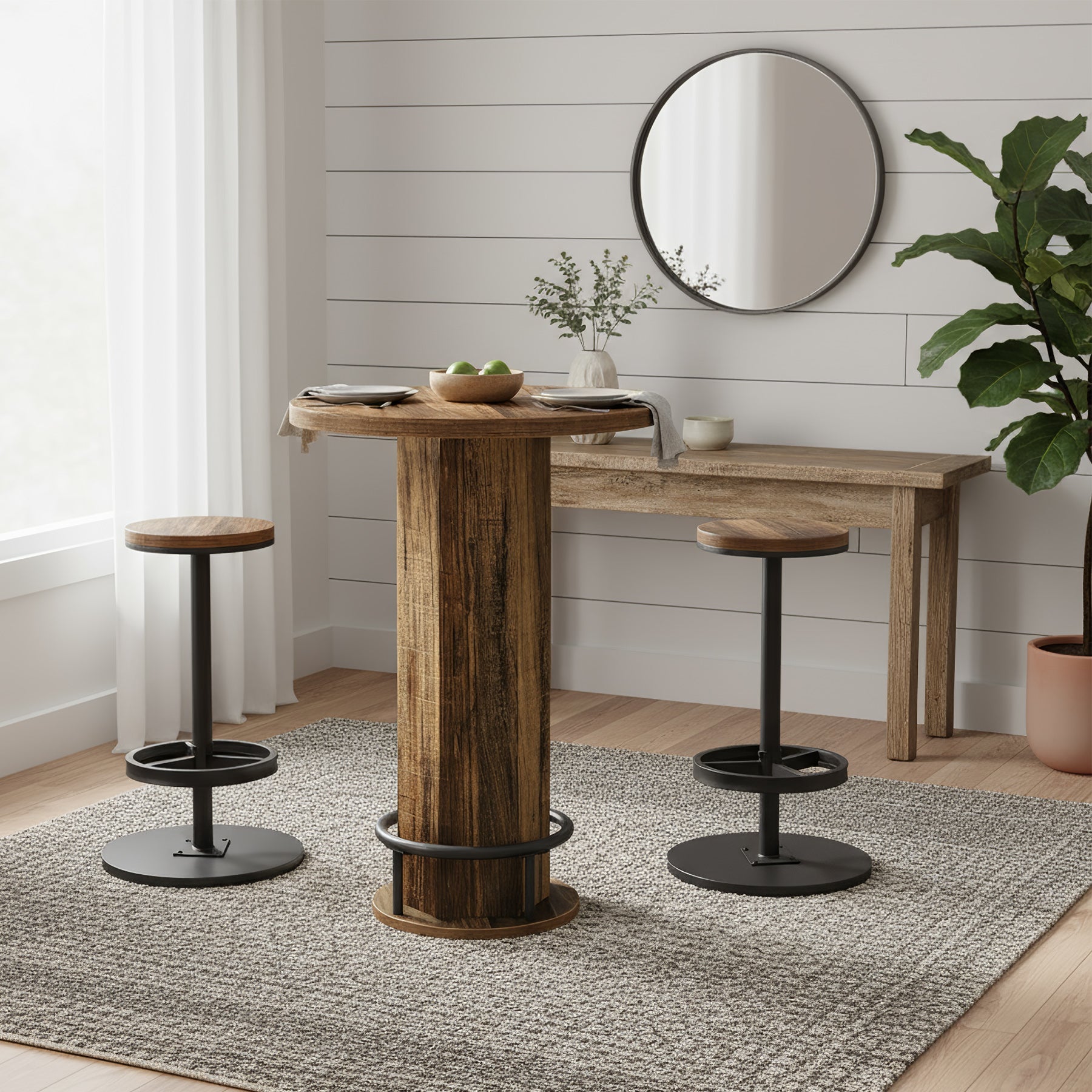 Tribesigns Ensemble table et chaises 3 pièces pour 2 personnes, Petite table de cuisine ronde avec 2 chaises