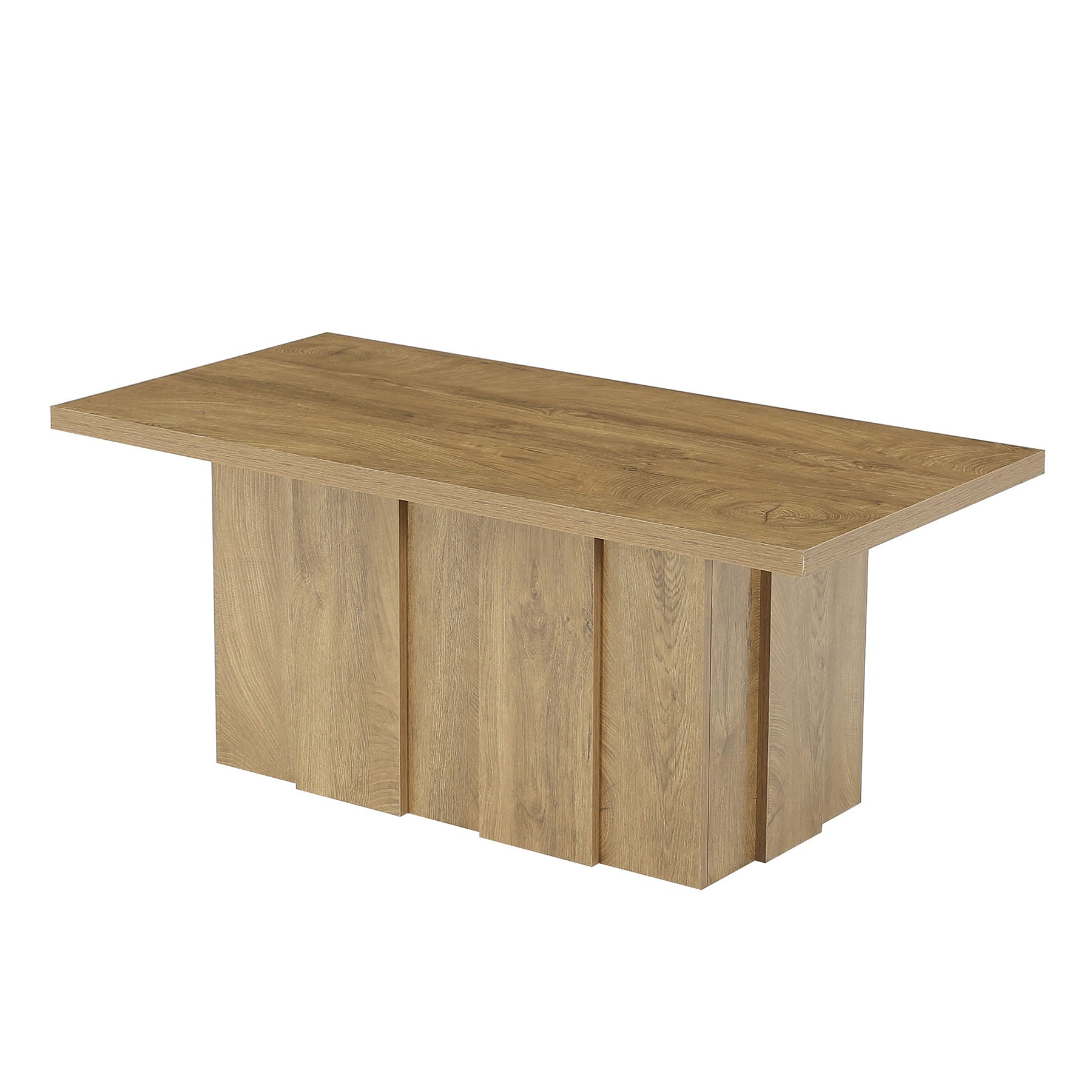 Tribesigns Table basse 120 cm, Table rectangulaire de salon de style campagne moderne avec piètement cannelé