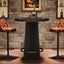 Tribesigns Table de bar de 80 cm, Table de pub en bois avec repose-pieds annulaire en métal