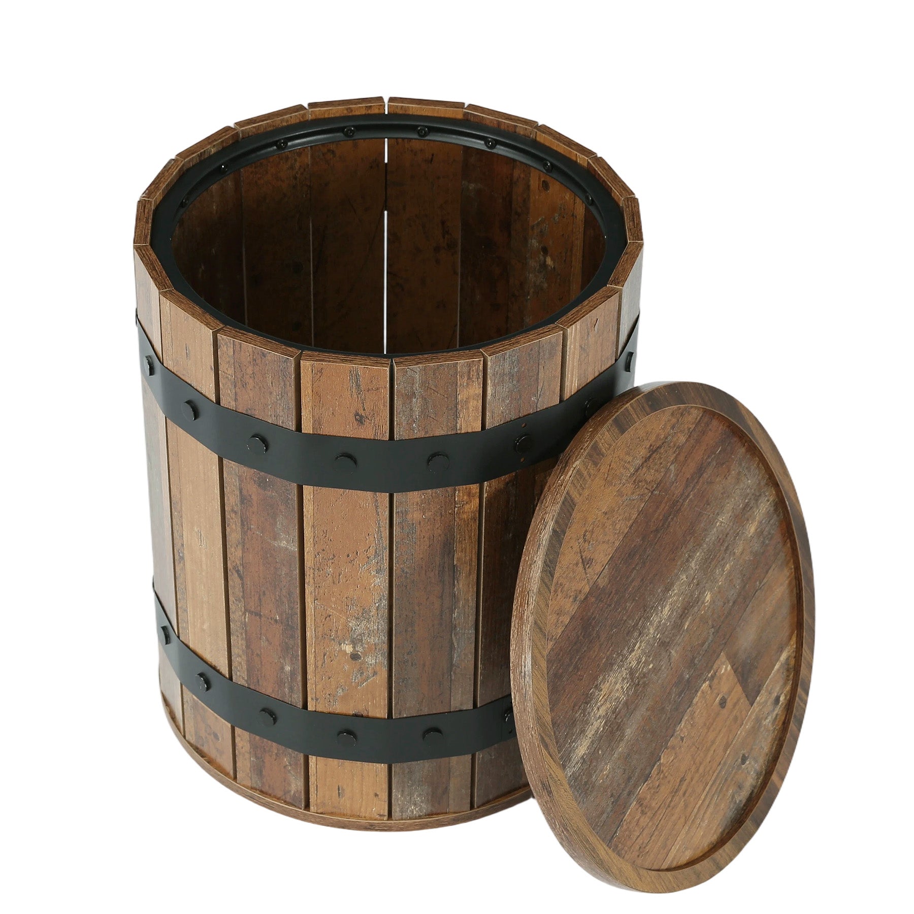 Tribesigns Table d'appoint ronde avec rangement, Table de chevet cylindrique de 50 cm avec couvercle amovible