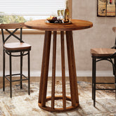 Tribesigns Table haute ronde 95 cm de hauteur, Table de bar en bois massif de style campagnard 3