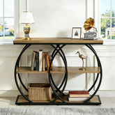 Tribesigns Console industrielle de 105 cm, Table d'appoint à 3 niveaux avec rangement 3