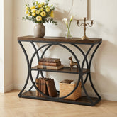 Tribesigns Console industrielle de 105 cm, Table d'appoint à 3 niveaux avec structure arquée 3
