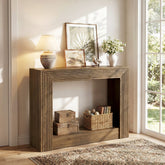 Tribesigns Console de style campagnard de 105 cm avec rangement, Table d'appoint étroite à 2 niveaux 3