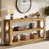 Tribesigns Console de 160 cm en sapin massif, Table d'entrée étroite à 3 étagères style champêtre 3