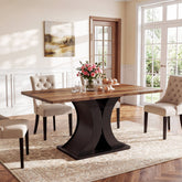 Table de salle à manger 140 cm pour 4 à 6 personnes, Table de cuisine rectangulaire de style champêtre 3