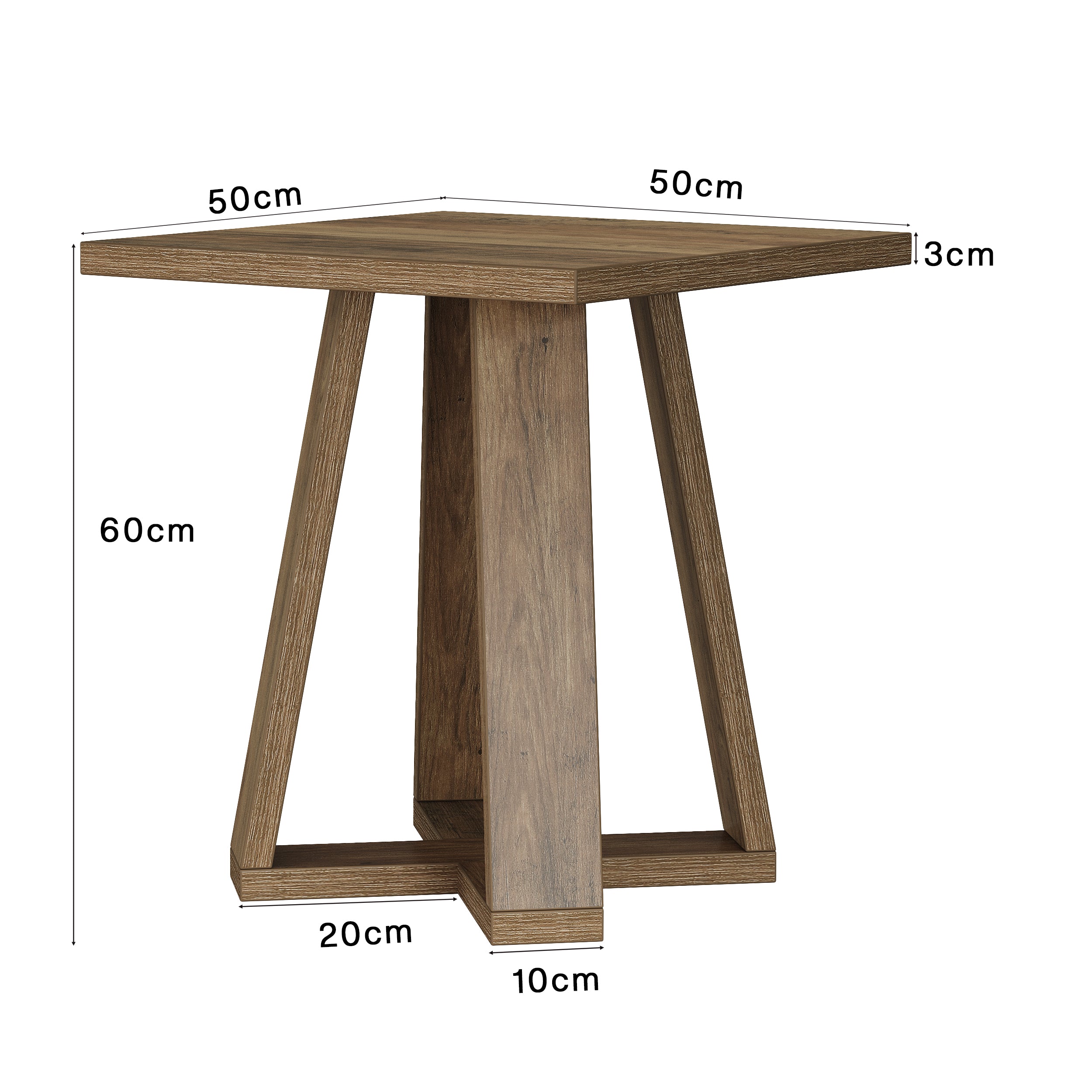 Tribesigns Table d'appoint carrée, Style champêtre piètement en croix, Table d'appoint multifonctionnelle