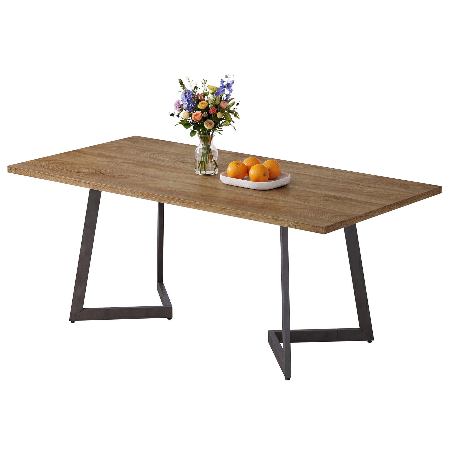 Tribesigns Table de salle à manger moderne 160 cm, Table de cuisine rectangulaire avec structure en métal