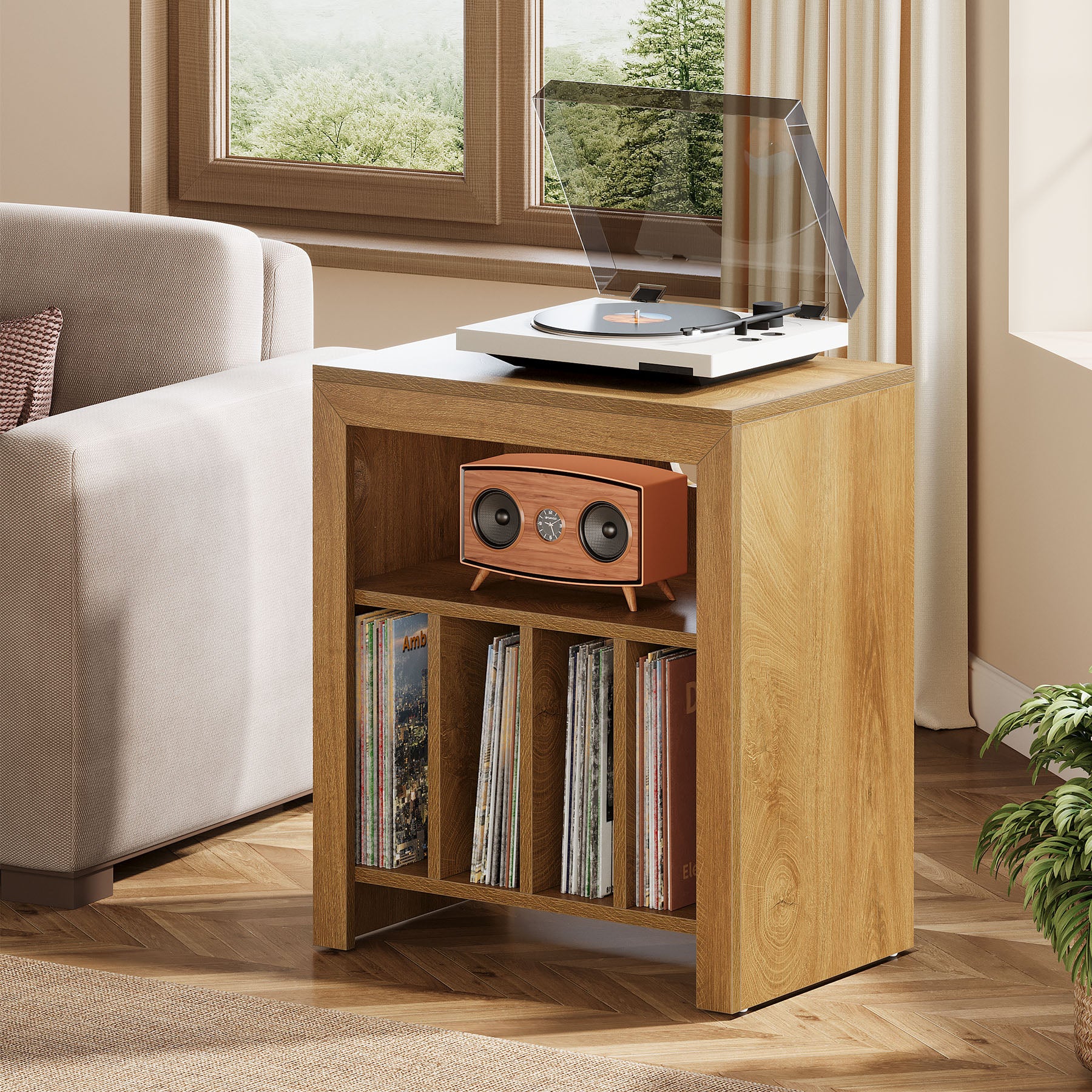 Tribesigns Support pour tourne-disque, Meuble de rangement pour disques vinyles