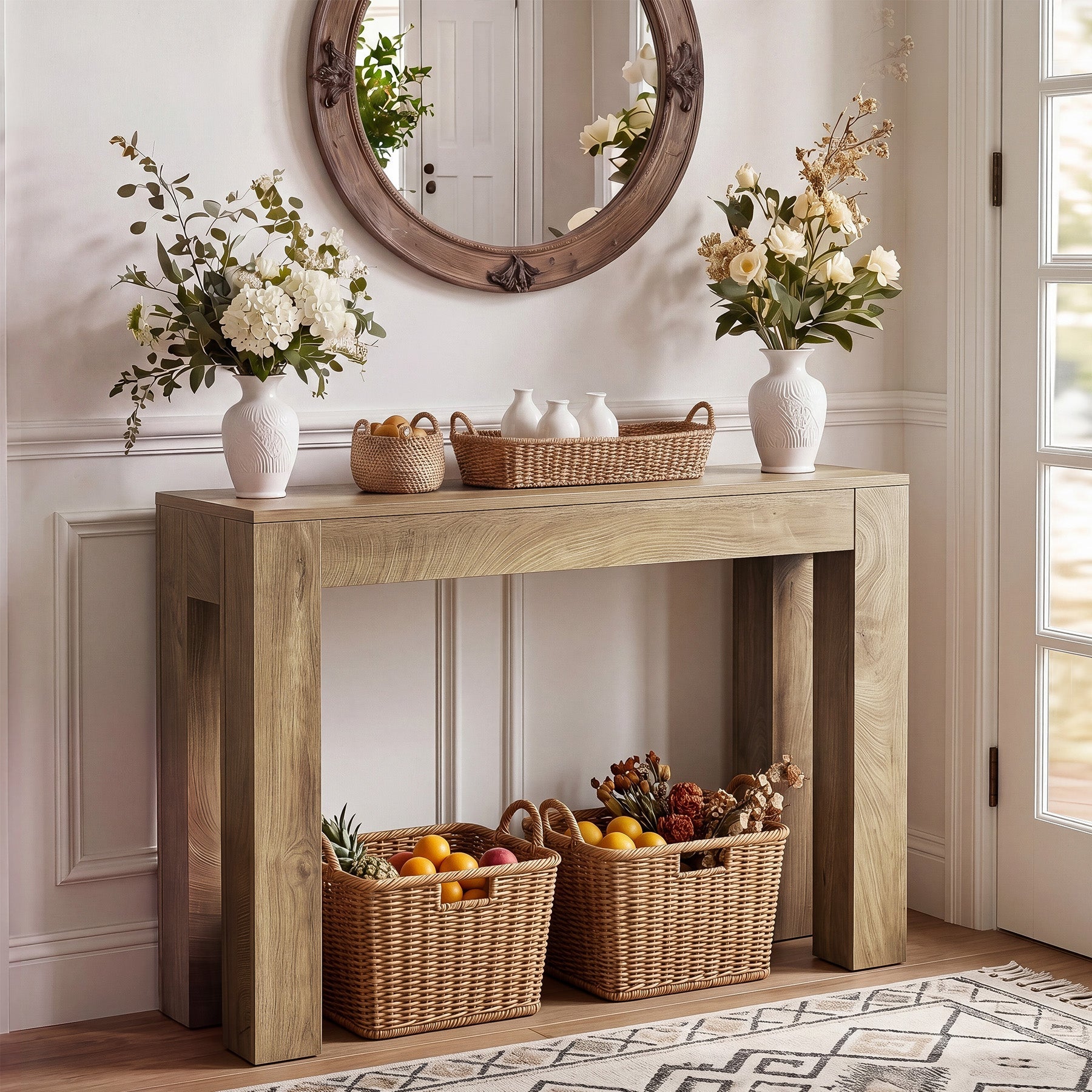 Tribesigns Console 105 cm style campagne, Table d'entrée étroite en bois pour canapé