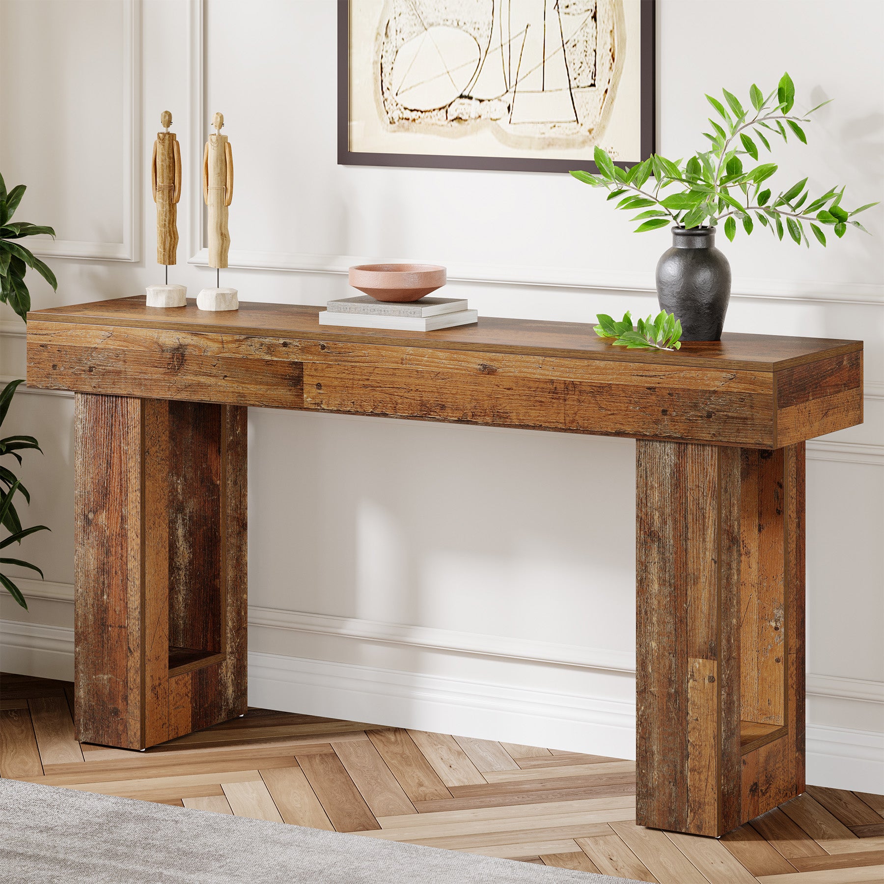 Tribesigns Table console de 160 cm, Table d'entrée de style ferme en bois