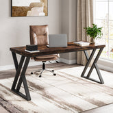 Tribesigns Bureau 140 cm avec pieds en métal en forme de Z, Bureau informatique robuste pour télétravail et bureau 3