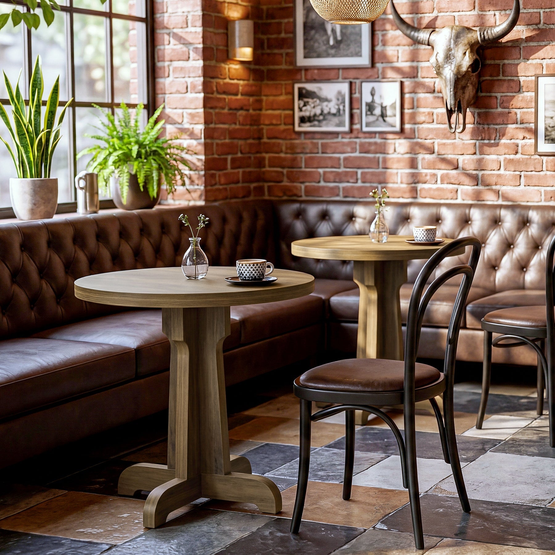 Tribesigns Table de salle à manger ronde 60 cm pour 2 personnes, Petite table de cuisine style champêtre