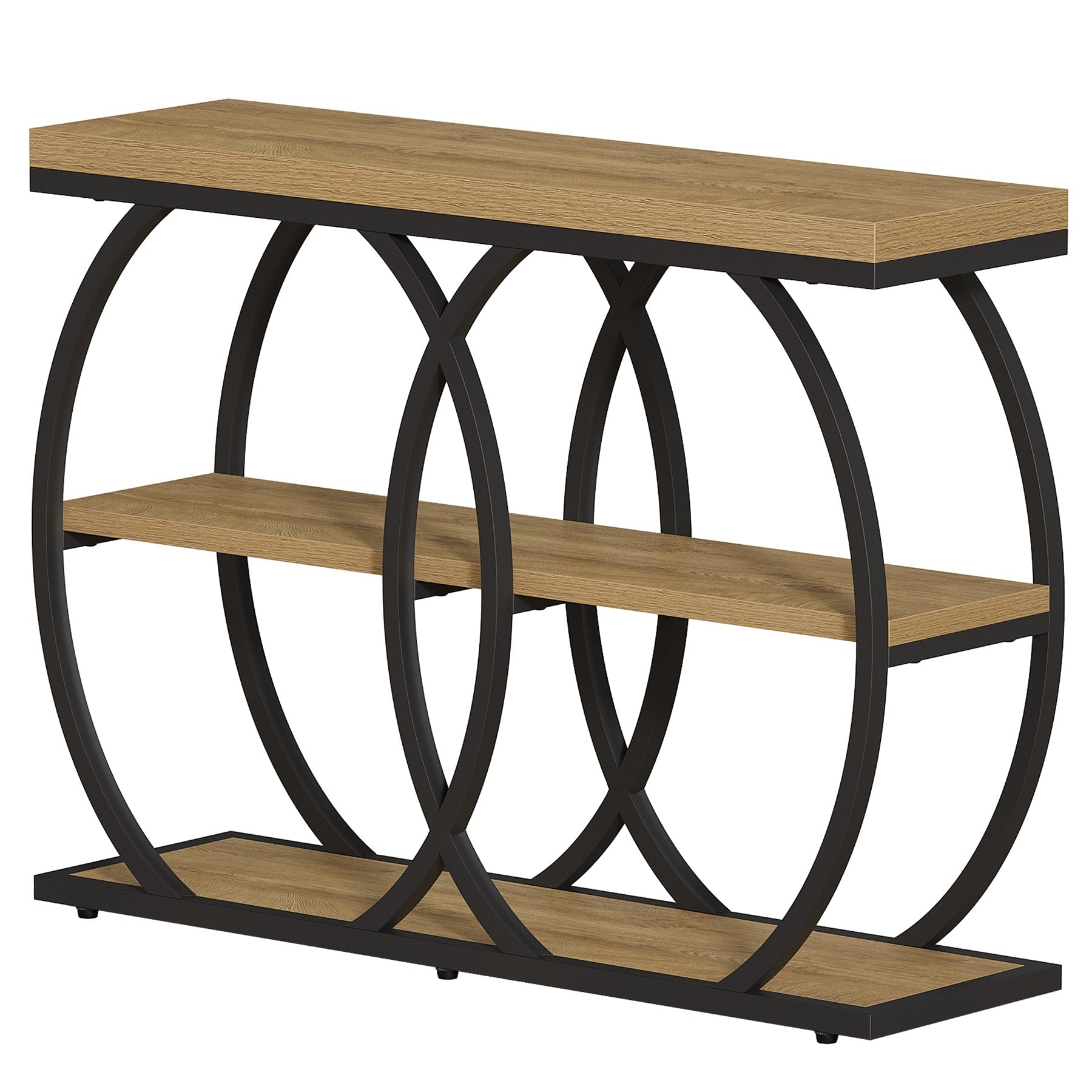 Tribesigns Console industrielle de 105 cm, Table d'appoint à 3 niveaux avec rangement