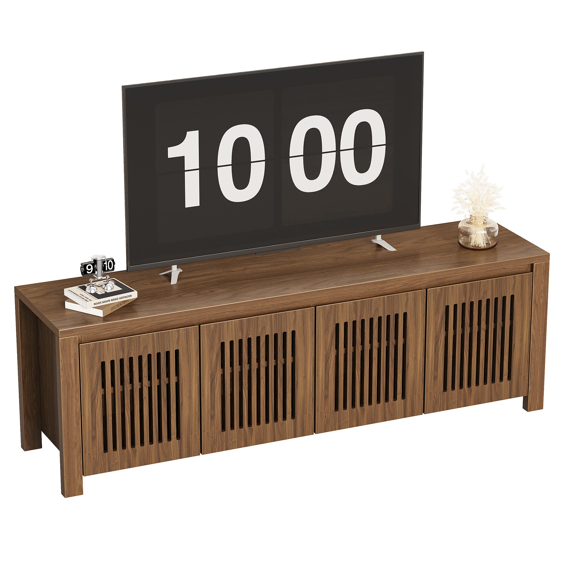 Tribesigns Meuble TV 140 x 35 x 51 cm, Meuble bas autoportant avec 8 compartiments de rangement, meuble TV pour salon