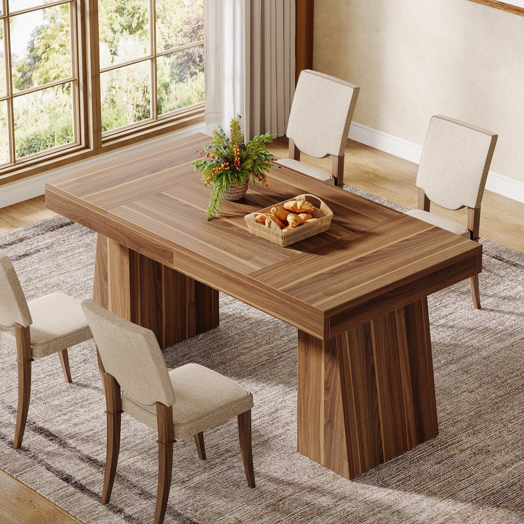 Tribesigns Table à manger 140 cm, Table de cuisine en bois pour 4 à 6 personnes