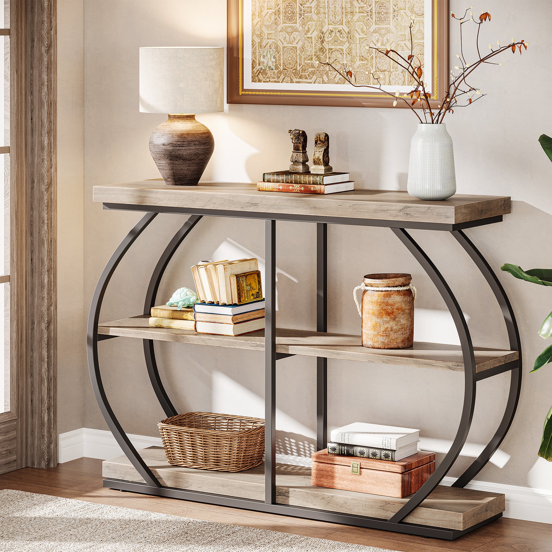 Tribesigns Console de 105 cm, Table d'entrée à 3 niveaux avec cadre en arche