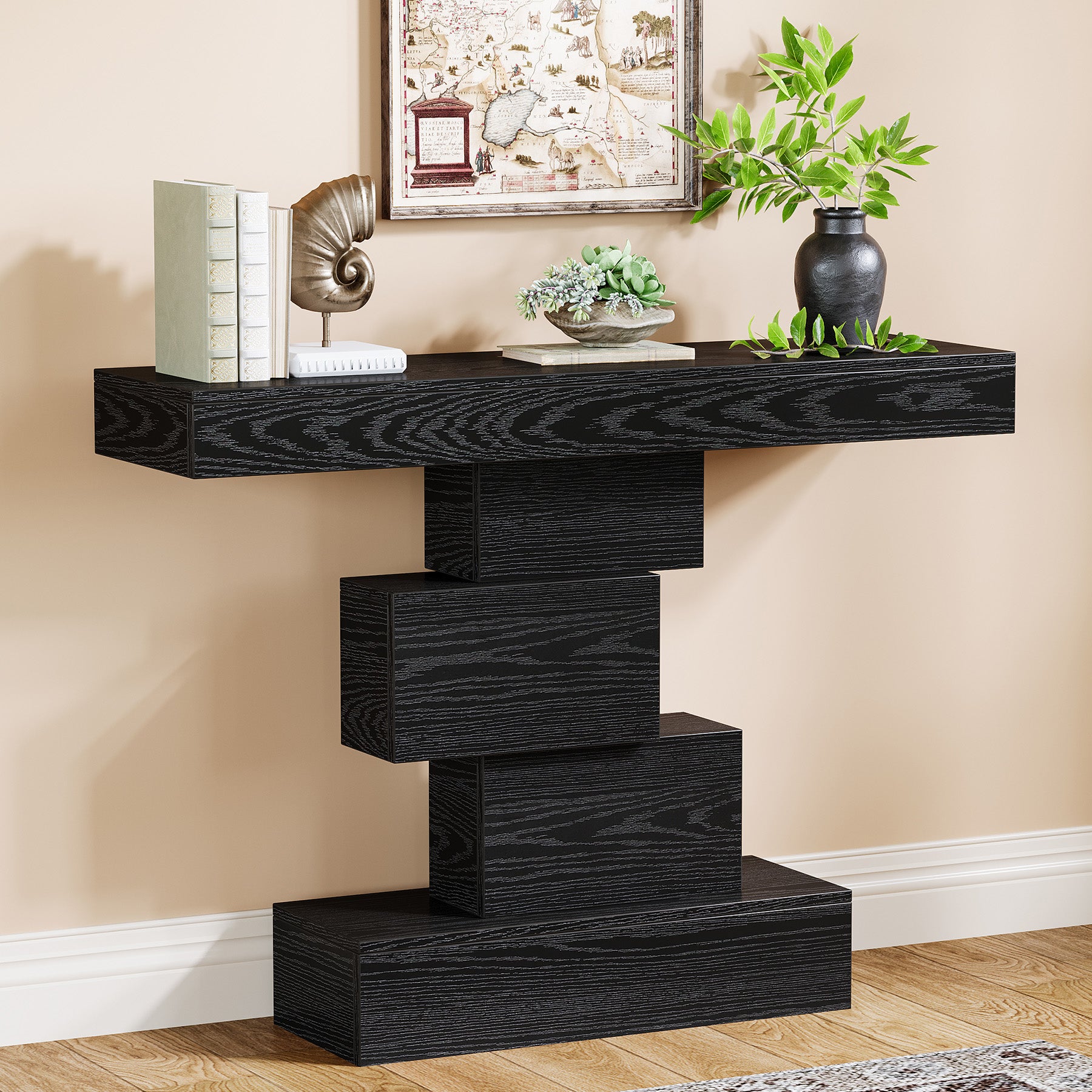 Tribesigns Console de 108 cm, Table de canapé en bois Table d'appoint avec base géométrique