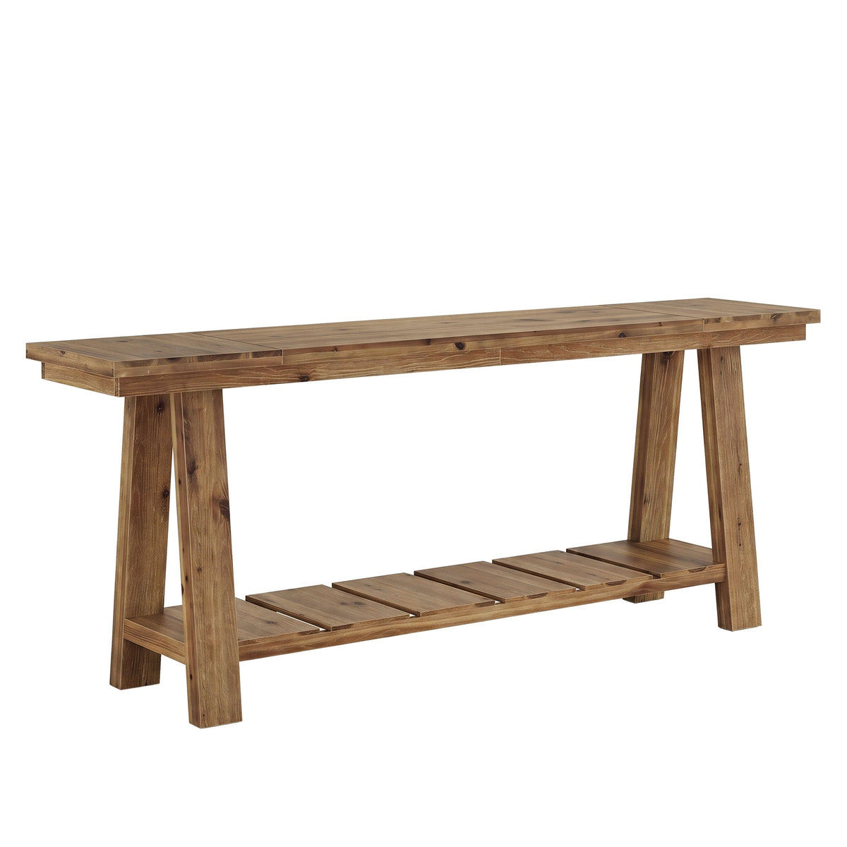 Tribesigns Table console en bois massif de 200 cm, Table d'entrée étroite avec 2 étagères