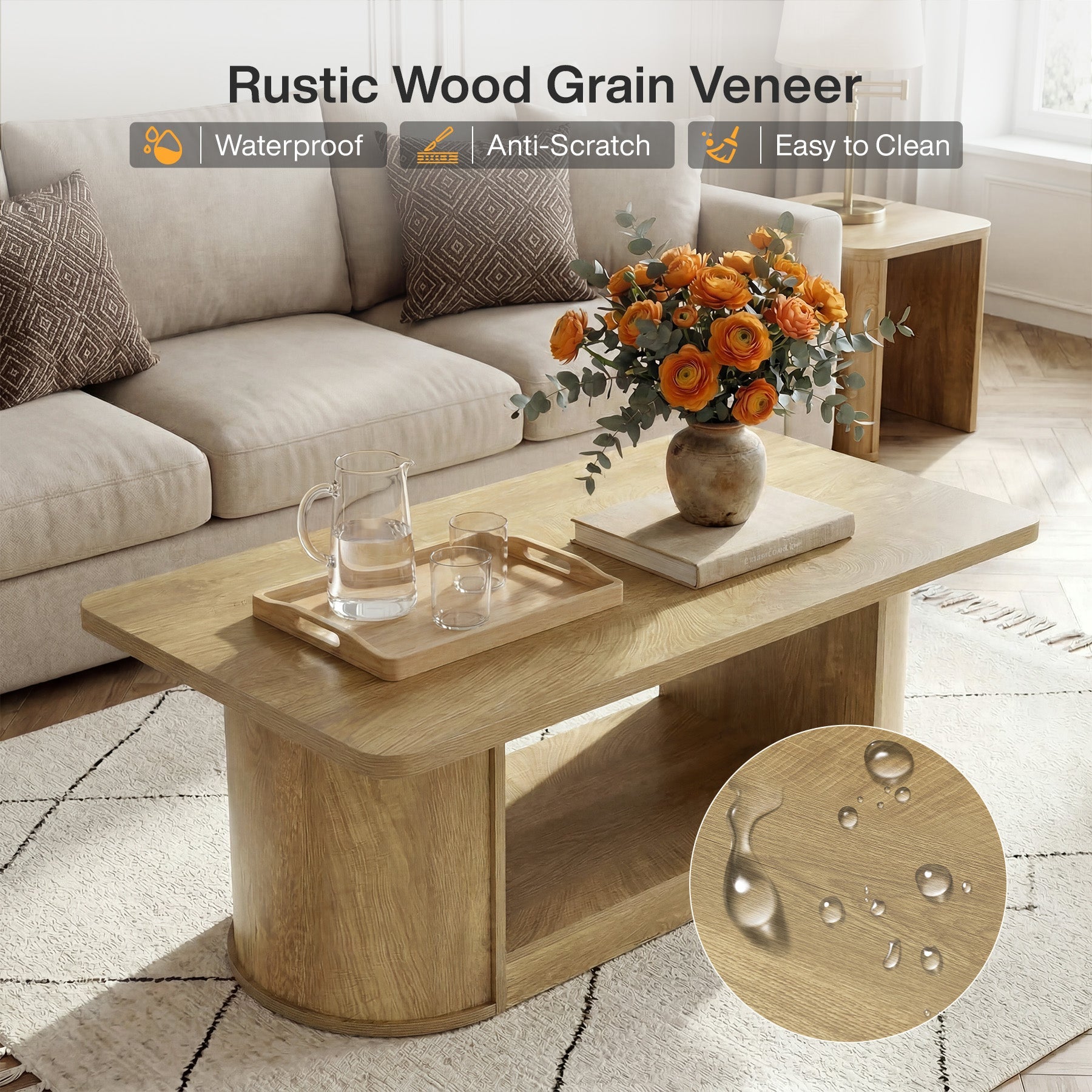 Tribesigns Table basse 120 cm, Style moderne avec étagère table rectangulaire à 2 niveaux pour salon avec rangement